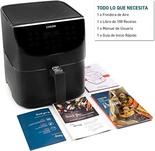 Freidora de aire 5.5L, interior metálico, 1700W, calefacción uniforme, diseño antióxido